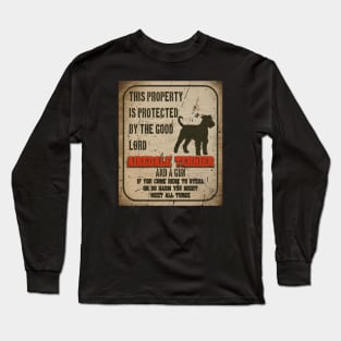 Airedale terrier Silhouette Vintage Humorous Guard Dog Warning Sign Long Sleeve T-Shirt